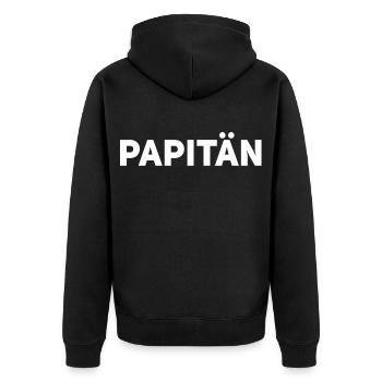 Papitän Funny Pun Capitaine Papa Ancre - Veste à capuche bio Premium Unisexe - noir - Dos - Nico (187cm)