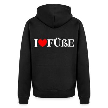 Keine Socken Erlaubt Schild Füße - Unisex Premium Bio Zip Hoodie - Schwarz - Hinten - Nico (187cm)