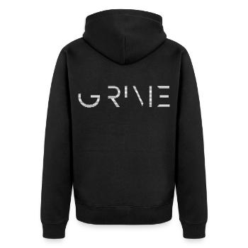 Grime Music Culture UK London Bass Music - Unisex Premium Bio Zip Hoodie - Schwarz - Hinten - Nico (187cm)