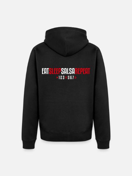 Eat Sleep Salsa Repeat – 123-567 - Unisex Premium Organic Zip Hoodie - black