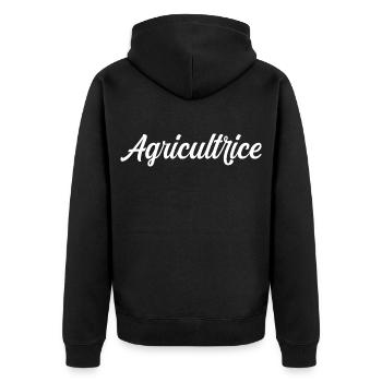 Agricultrice Fermière Culture Élevage Terre Pro - Veste à capuche bio Premium Unisexe - noir - Dos - Nico (187cm)