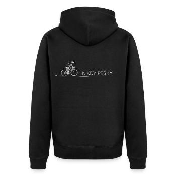Radfahrer Spruch Geschenkidee Fahrrad - Unisex Premium Bio Zip Hoodie - Schwarz - Hinten - Nico (187cm)