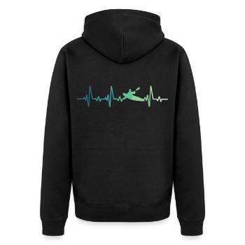 Canoeist Kayak Heartbeat Canoe - Unisex Premium Organic Zip Hoodie - black - Back - Nico (187cm)