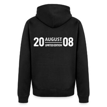 Limited Edition August 2008 Birthday Gift - Unisex Premium Organic Zip Hoodie - black - Back - Nico (187cm)