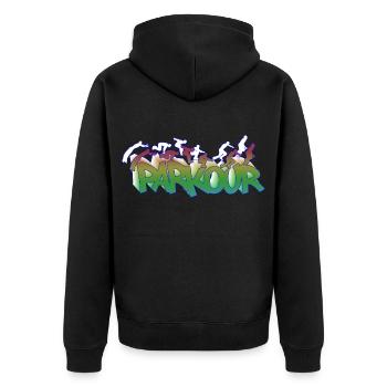 Parkour Freerunning Traceur - Unisex Premium Organic Zip Hoodie - black - Back - Nico (187cm)