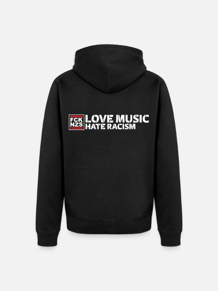 Love Music Hate Racism - Unisex Premium Organic Zip Hoodie - black