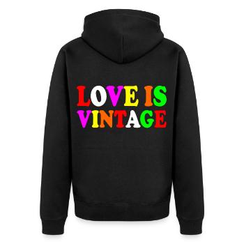 Love is vintage - Unisex Premium Bio Zip Hoodie - Schwarz - Hinten - Nico (187cm)