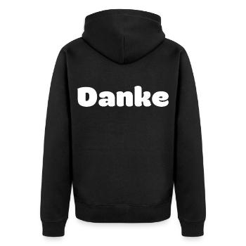 Danke - Unisex Premium Bio Zip Hoodie - Schwarz - Hinten - Nico (187cm)