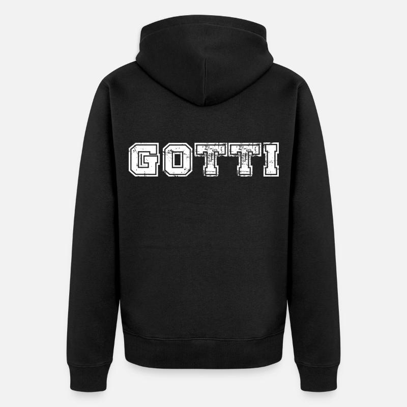 Lettrage universitaire vieilli de Gotti - Veste à capuche bio Premium Unisexe - noir