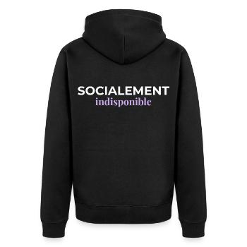 Socialement Indisponible — Introverti - Veste à capuche bio Premium Unisexe - noir - Dos - Nico (187cm)