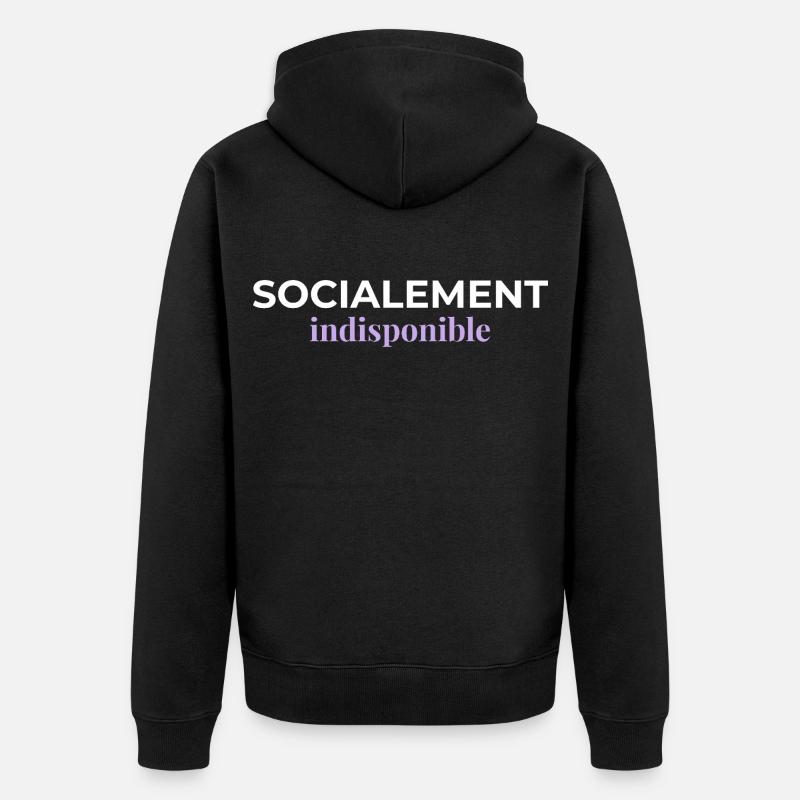 Socialement Indisponible — Introverti - Veste à capuche bio Premium Unisexe - noir