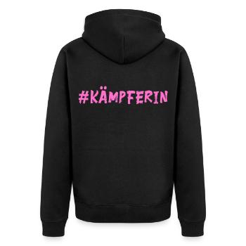 Kämpferin - Mut machen - Unisex Premium Bio Zip Hoodie - Schwarz - Hinten - Nico (187cm)