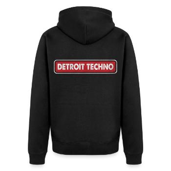 Logo rétro techno de Détroit - Veste à capuche bio Premium Unisexe - noir - Dos - Nico (187cm)