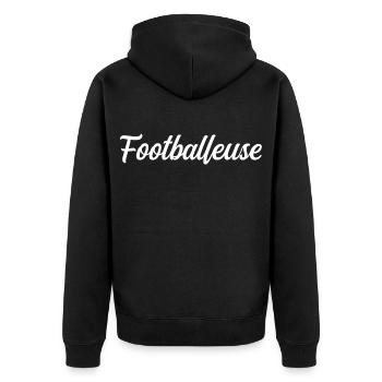 Fußballspieler - Unisex Premium Bio Zip Hoodie - Schwarz - Hinten - Nico (187cm)