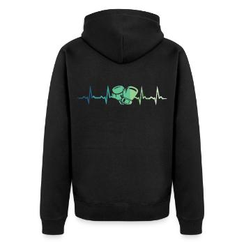 Boxen Geschenk Boxen Herzschlag Kampfsport - Unisex Premium Bio Zip Hoodie - Schwarz - Hinten - Nico (187cm)
