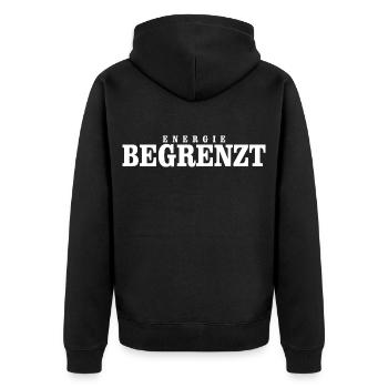 Energie begrenzt - Lustiger Alltag Spruch - Unisex Premium Bio Zip Hoodie - Schwarz - Hinten - Nico (187cm)
