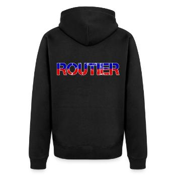 Routier Bleu Blanc Rouge - Veste à capuche bio Premium Unisexe - noir - Dos - Nico (187cm)