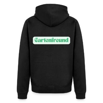 Gartenfreund – Unkraut kennt mich beim Namen - Unisex Premium Bio Zip Hoodie - Schwarz - Hinten - Nico (187cm)