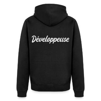 Développeuse - Veste à capuche bio Premium Unisexe - noir - Dos - Nico (187cm)