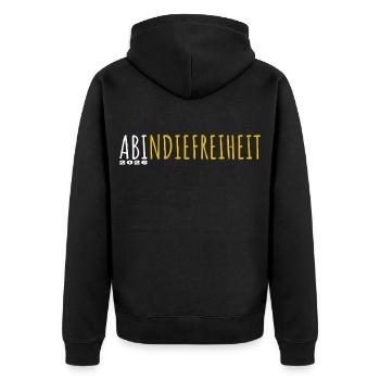 Ab in die Freiheit 2026 - Abitur - Matura - Unisex Premium Bio Zip Hoodie - Schwarz - Hinten - Nico (187cm)