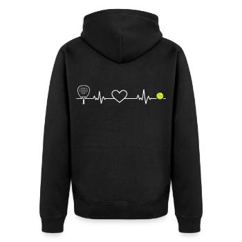 Padel Herzschlag Ball Padel Tennis Geschenk - Unisex Premium Bio Zip Hoodie - Schwarz - Hinten - Nico (187cm)