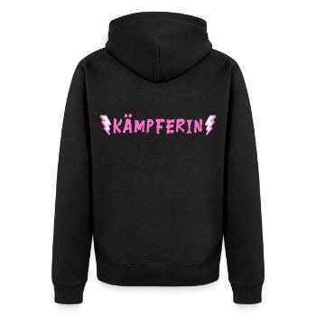 Fighter - Unisex Premium Organic Zip Hoodie - black - Back - Nico (187cm)