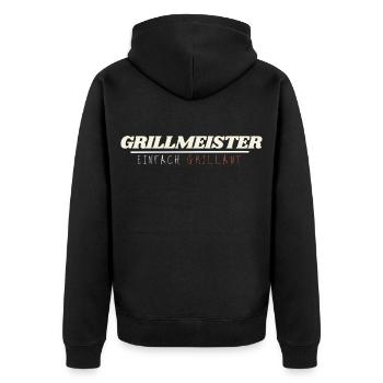 Grillmeister: Einfach Grillant – Das Familien-BBQ - Unisex Premium Bio Zip Hoodie - Schwarz - Hinten - Nico (187cm)