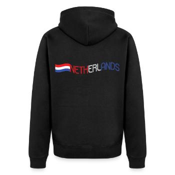 Holland - Unisex Premium Bio Zip Hoodie - Schwarz - Hinten - Nico (187cm)