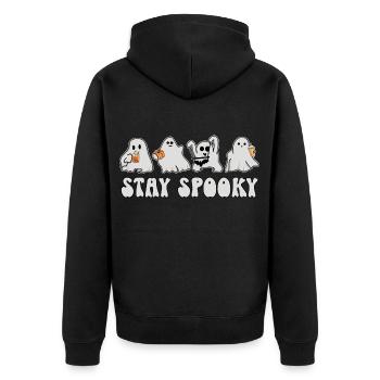 Ghosts Halloween - Stay Spooky - Unisex Premium Organic Zip Hoodie - black - Back - Nico (187cm)
