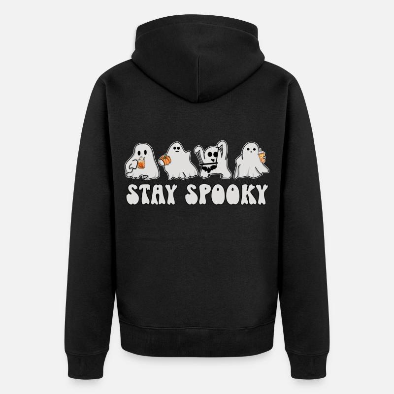Fantômes Halloween - Restez effrayant - Veste à capuche bio Premium Unisexe - noir