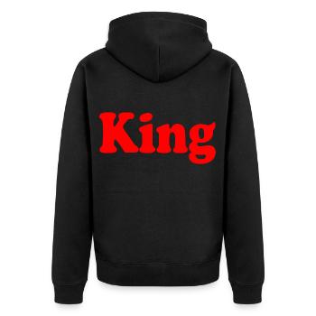 King - Unisex Premium Bio Zip Hoodie - Schwarz - Hinten - Nico (187cm)