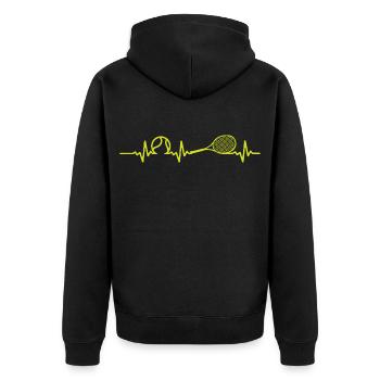 Tennis-Heartbeat-Tennisspieler - Unisex Premium Bio Zip Hoodie - Schwarz - Hinten - Nico (187cm)