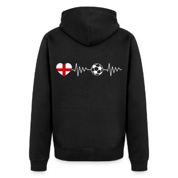 England Fussball Herzschlag - Unisex Premium Bio Zip Hoodie - Schwarz - Hinten - Nico (187cm)