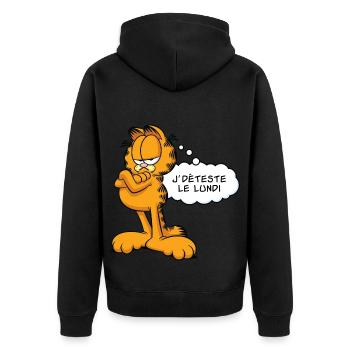 Garfield J' Déteste Le Lundi - Unisex Premium Organic Zip Hoodie - black - Back - Nico (187cm)