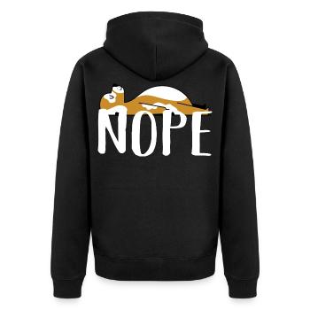 Nope laziness sleeping dog - Unisex Premium Organic Zip Hoodie - black - Back - Nico (187cm)