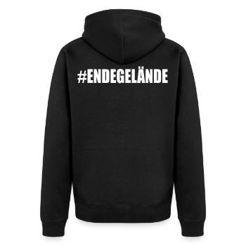 Ende gelände - Unisex Premium Bio Zip Hoodie - Schwarz - Hinten - Nico (187cm)
