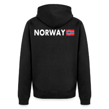Norwegen flagge - Unisex Premium Bio Zip Hoodie - Schwarz - Hinten - Nico (187cm)