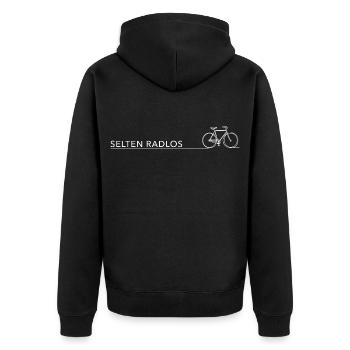 selten radlos tshirt biken spruch sport radfahrer - Unisex Premium Bio Zip Hoodie - Schwarz - Hinten - Nico (187cm)