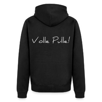 Volle Pulle! - Unisex Premium Bio Zip Hoodie - Schwarz - Hinten - Nico (187cm)