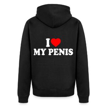 I love my penis - Unisex Premium Bio Zip Hoodie - Schwarz - Hinten - Nico (187cm)