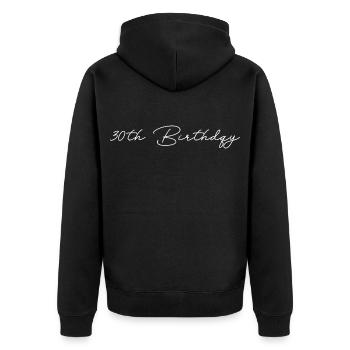 30e anniversaire - Veste à capuche bio Premium Unisexe - noir - Dos - Nico (187cm)