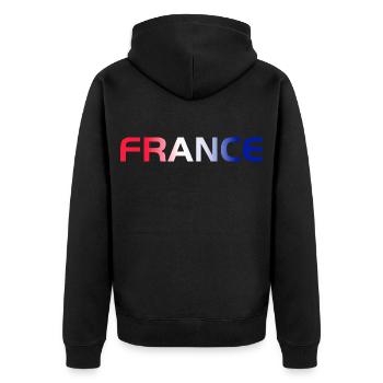 France Football Flag Shirt Soccer Shirt French Tee - Unisex Premium Bio Zip Hoodie - Schwarz - Hinten - Nico (187cm)