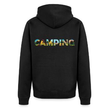 Camping Hoodie – Outdoor Lover Hoodie – Vanlife - Unisex Premium Organic Zip Hoodie - black - Back - Nico (187cm)