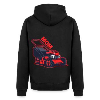 Lawn mower mother mom protects child - Unisex Premium Organic Zip Hoodie - black - Back - Nico (187cm)