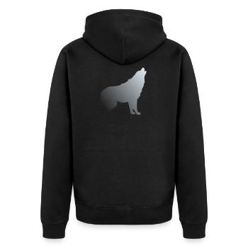 Wolf - Unisex Premium Bio Zip Hoodie - Schwarz - Hinten - Nico (187cm)
