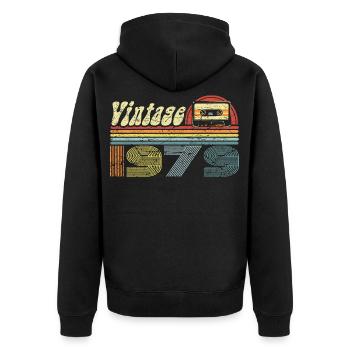 Vintage 1979 Cassette Mixtape - 42e anniversaire - Veste à capuche bio Premium Unisexe - noir - Dos - Nico (187cm)