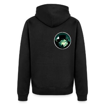 Wolf mit Hut - Unisex Premium Bio Zip Hoodie - Schwarz - Hinten - Nico (187cm)