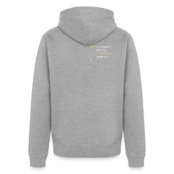 While dead - eat sleep code repeat if Coding - Unisex Premium Bio Zip Hoodie - Grau meliert - Hinten - Nico (187cm)