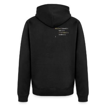 While dead - eat sleep code repeat if coding - Unisex Premium Organic Zip Hoodie - black - Back - Nico (187cm)