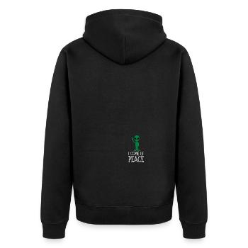 I come in peace im peace couples - Unisex Premium Bio Zip Hoodie - Schwarz - Hinten - Nico (187cm)